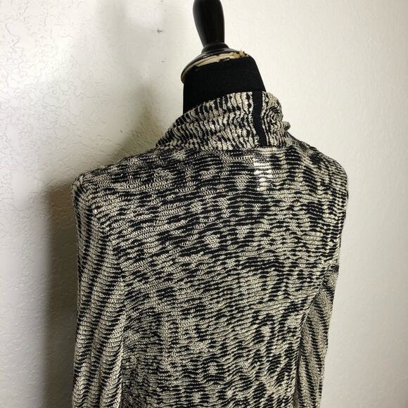 Cache black gold metallic animal print open front long cardigan size Small - Picture 10 of 13